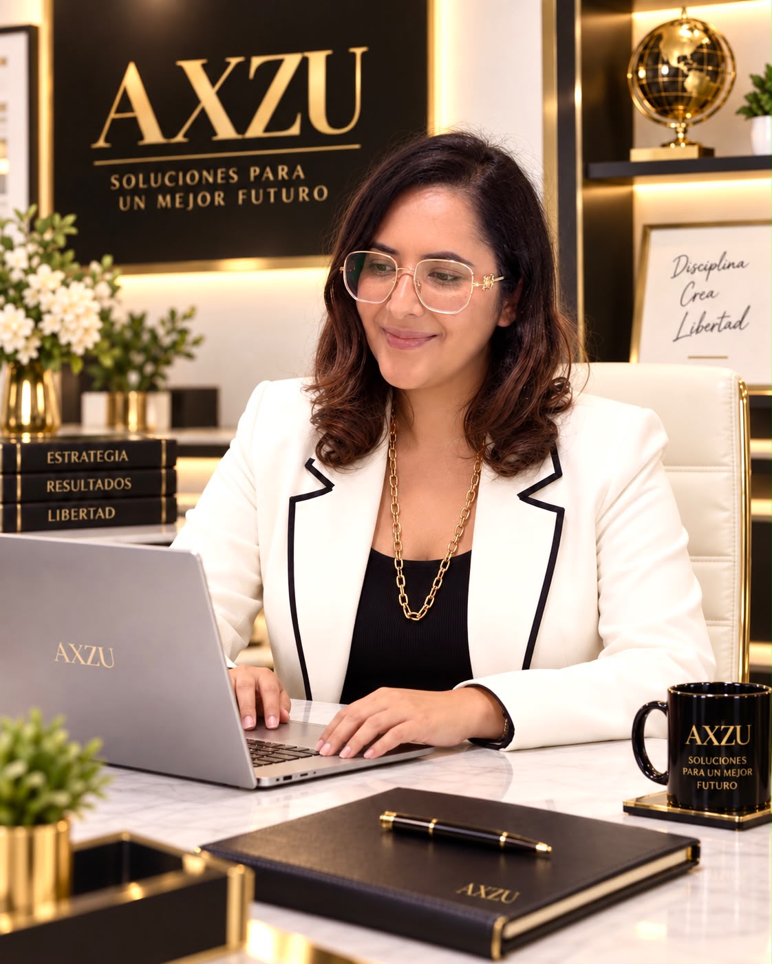 Loendy Zuniga trabajando frente a la computadora